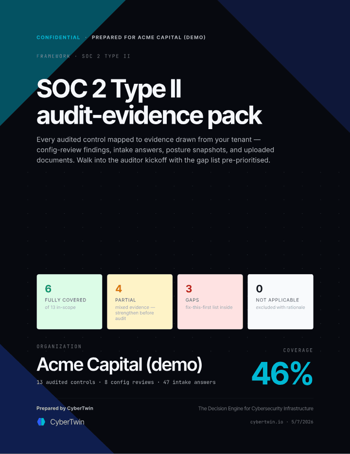 Audit-evidence pack — sample PDF cover